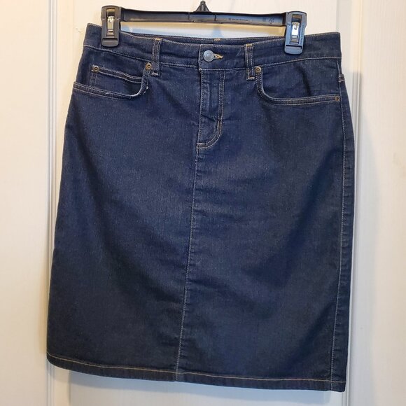 Apostrophe Petite Dark Wash Denim Pencil Skirt - Size 6P - Picture 2 of 8